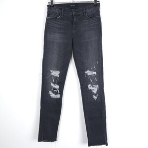 J Brand Affray Asymetric Hem Busted Knee Jeans 26
